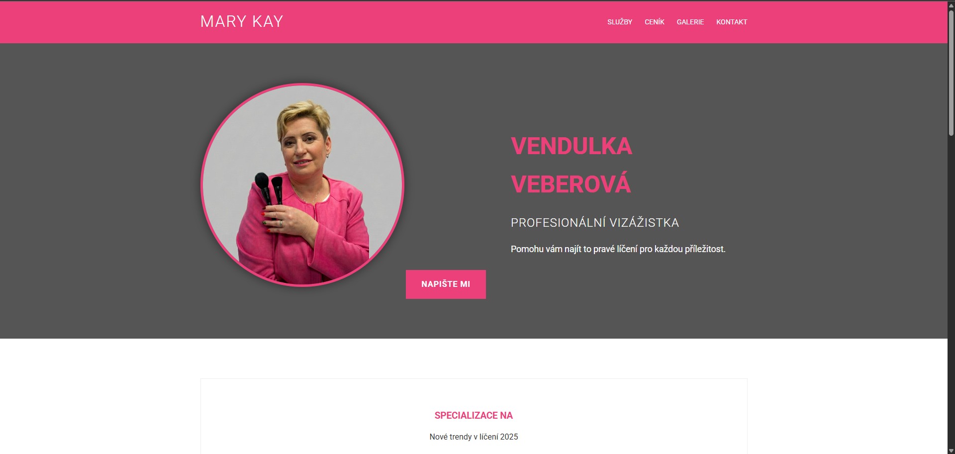 Náhled webu vizážistky